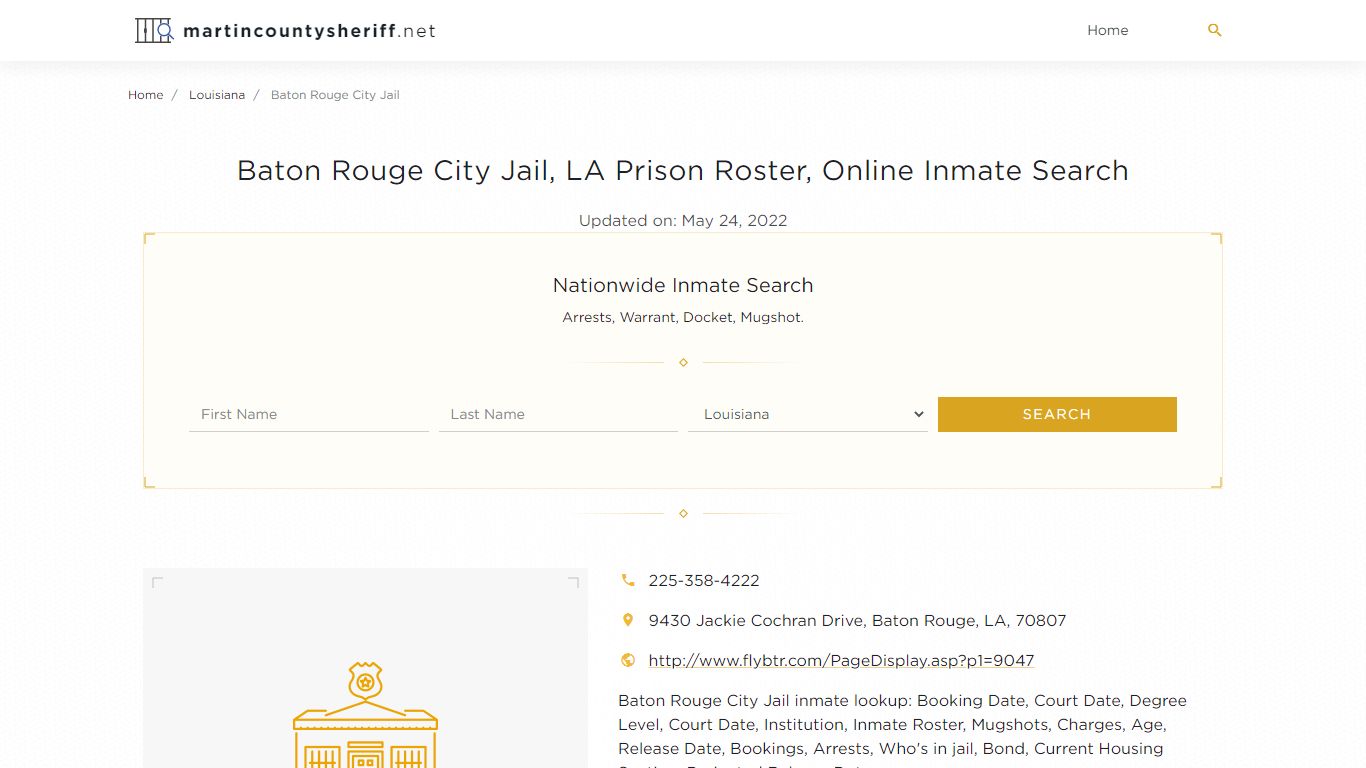 Baton Rouge City Jail, LA Prison Roster, Online Inmate ...